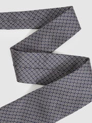 Reiss Navy Caruso Silk Geometric-Print Tie - Image 2 of 4