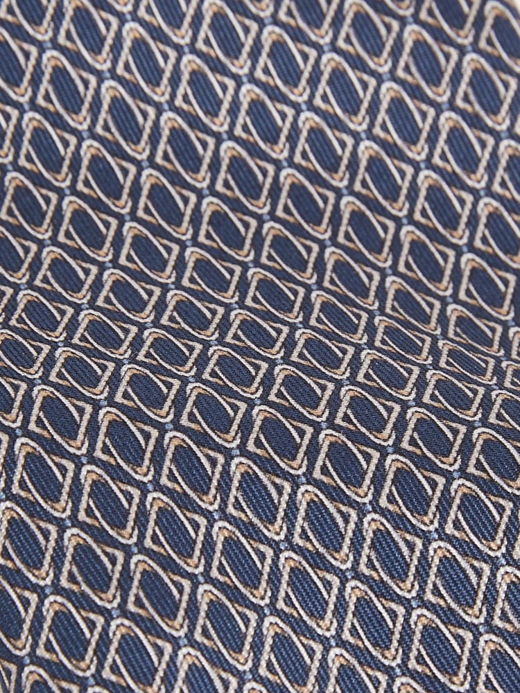 Reiss Navy Caruso Silk Geometric-Print Tie - Image 4 of 4