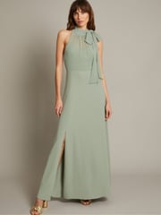 Monsoon Green Monika Halter Chiffon Maxi Dress - Image 1 of 5