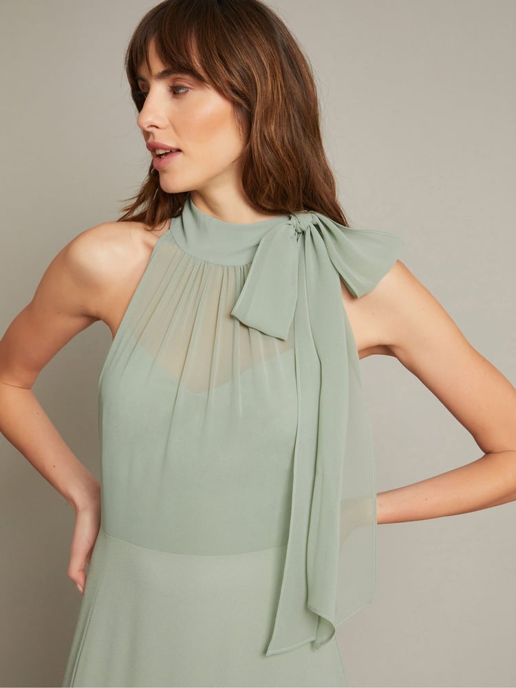 Monsoon Green Monika Halter Chiffon Maxi Dress - Image 2 of 5