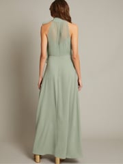 Monsoon Green Monika Halter Chiffon Maxi Dress - Image 3 of 5