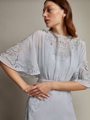 Monsoon Blue Tatiana Angel Sleeve Embellished Maxi Dress - Image 3 of 5