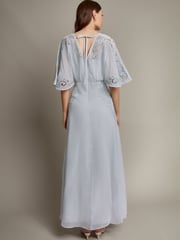Monsoon Blue Tatiana Angel Sleeve Embellished Maxi Dress - Image 4 of 5