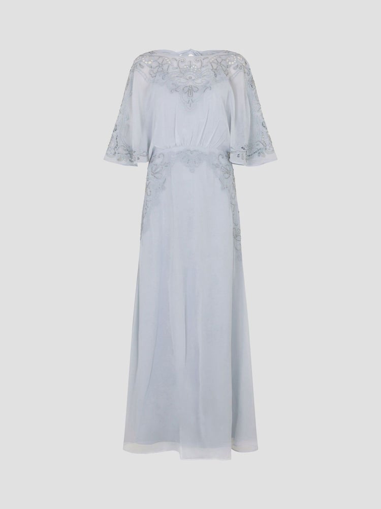 Monsoon Blue Tatiana Angel Sleeve Embellished Maxi Dress - Image 5 of 5