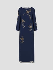 Monsoon Blue Sarah Flute Sleeve Floral Sequin Maxi Dress - Image 4 of 4