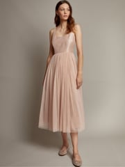 Monsoon Pink Alice Sleeveless Tulle Midi Dress - Image 1 of 5