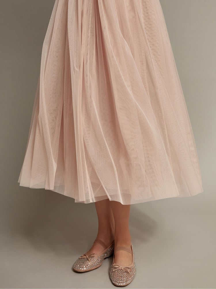 Monsoon Pink Alice Sleeveless Tulle Midi Dress - Image 2 of 5