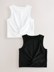 Black/White Wrap Front Rib Vests 2 Pack (3-16yrs) - Image 1 of 6