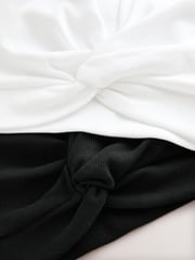 Black/White Wrap Front Rib Vests 2 Pack (3-16yrs) - Image 5 of 6