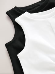 Black/White Wrap Front Rib Vests 2 Pack (3-16yrs) - Image 6 of 6