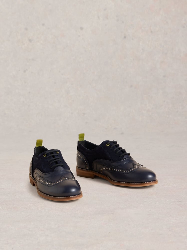 White Stuff Blue Thistle Studded Lace Up Brogues - Image 2 of 4 White Stuff Blue Thistle Studded Lace Up Brogues - Image 2 of 4