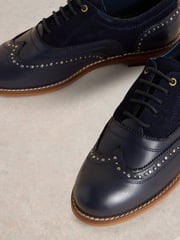 White Stuff Blue Thistle Studded Lace Up Brogues - Image 4 of 4