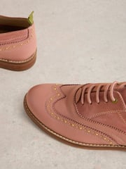 White Stuff Pink Thistle Studded Lace Up Brogues - Image 4 of 4