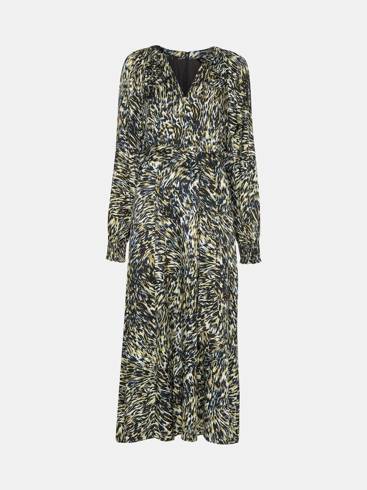 Whistles Green Petite Marlow Leopard Swirl Dress - Image 4 of 4