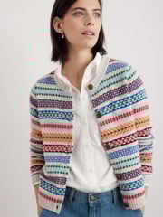 Seasalt Cornwall Black Multi Percella Cove Fair Isle Cardigan - Image 1 of 5