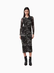 AllSaints Grey Keiko Mesh Dress - Image 1 of 8