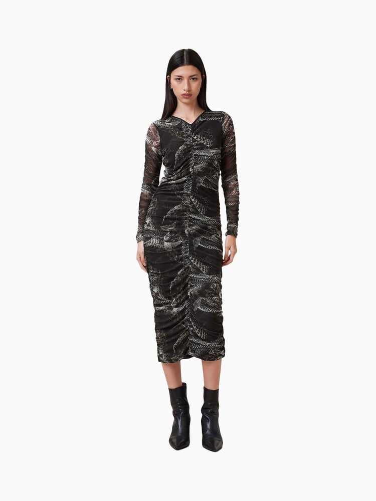 AllSaints Grey Keiko Mesh Dress - Image 1 of 8