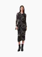 AllSaints Grey Keiko Mesh Dress - Image 3 of 8