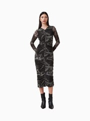 AllSaints Grey Keiko Mesh Dress - Image 6 of 8