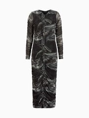 AllSaints Grey Keiko Mesh Dress - Image 8 of 8