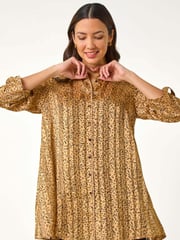 Roman Natural Animal Print Collared Shirt - Image 2 of 5