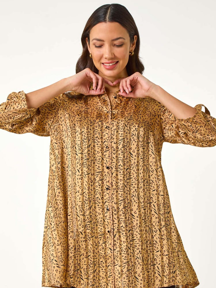 Roman Natural Animal Print Collared Shirt - Image 2 of 5