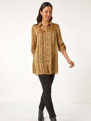 Roman Natural Animal Print Collared Shirt - Image 4 of 5