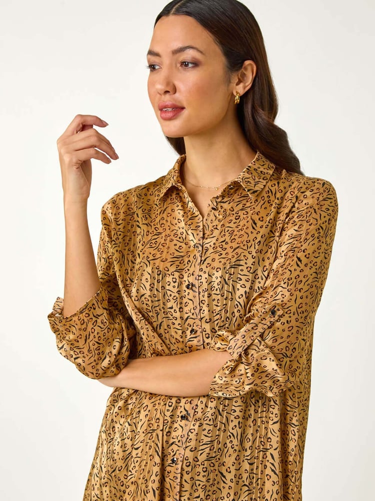 Roman Natural Animal Print Collared Shirt - Image 5 of 5