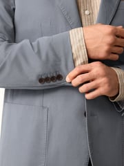 Steel Blue Regular Fit Cotton Blend Blazer With Linen and Lyocell - Image 4 of 5