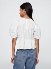 Gap White Puff-Sleeve Peplum Bow Top (4-13yrs) - Image 2 of 5