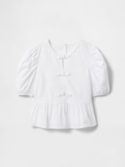 Gap White Puff-Sleeve Peplum Bow Top (4-13yrs) - Image 4 of 5