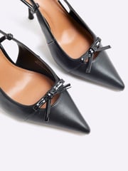 River Island Black Bow Sling Back Court Shoes - Image 6 of 6