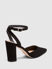 Novo Black Wide Fit Ivie Block Heel Point Toe Ankle Strap Court Shoes - Image 5 of 5