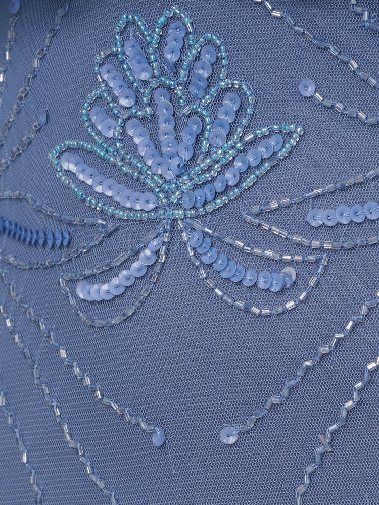Adrianna Papell Blue Bead Blouson Long Dress - Image 7 of 7