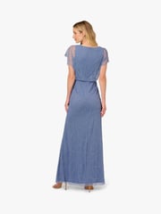 Adrianna Papell Blue Beaded Blouson Long Dress - Image 3 of 6