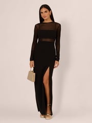 Adrianna by Adrianna Papell Knit Crepe Column Long Black Dress - Image 1 of 7