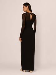 Adrianna by Adrianna Papell Knit Crepe Column Long Black Dress - Image 2 of 7