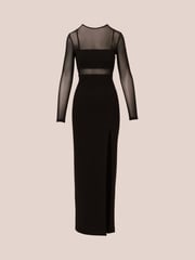 Adrianna by Adrianna Papell Knit Crepe Column Long Black Dress - Image 6 of 7