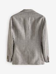 Banana Republic Grey Herringbone 100% Linen Suit Jacket - Image 2 of 6