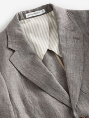 Banana Republic Grey Herringbone 100% Linen Suit Jacket - Image 4 of 6