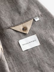 Banana Republic Grey Herringbone 100% Linen Suit Jacket - Image 5 of 6