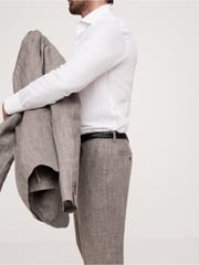 Banana Republic Grey Herringbone Linen Straight Suit Pant - Image 3 of 3