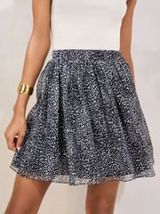 Lipsy Black Printed Chiffon Mini Skirt - Image 2 of 4