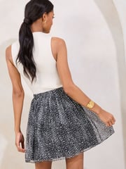 Lipsy Black Printed Chiffon Mini Skirt - Image 4 of 4