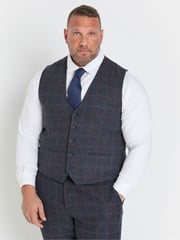 BadRhino Big & Tall Blue Checked Tweed Waistcoat - Image 1 of 4