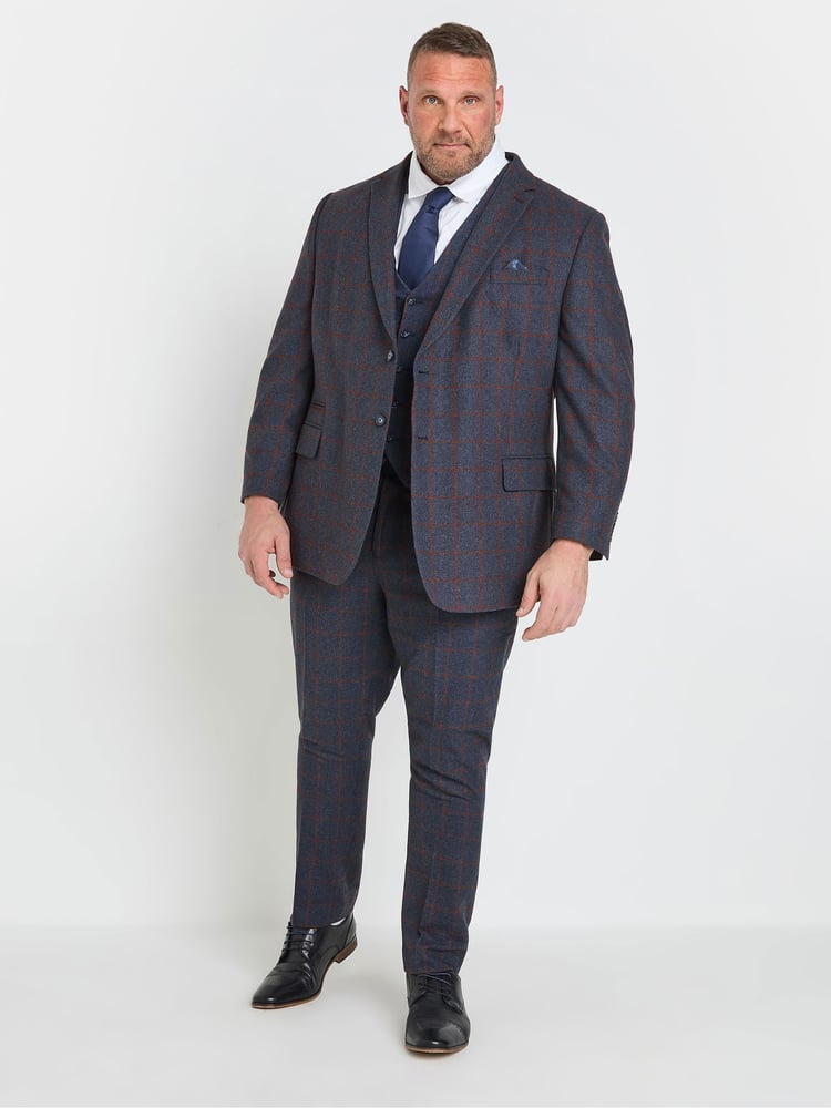 BadRhino Big & Tall Blue Checked Tweed Waistcoat - Image 2 of 4