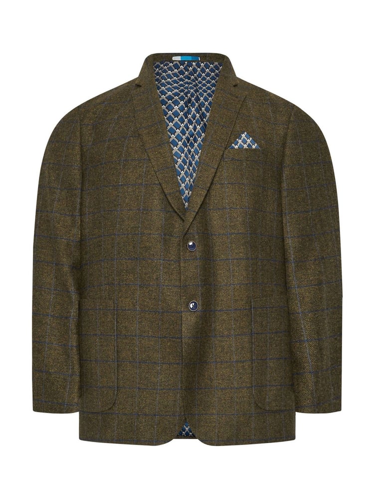 BadRhino Big & Tall Brown Tweed Checked Suit Jacket - Image 7 of 7