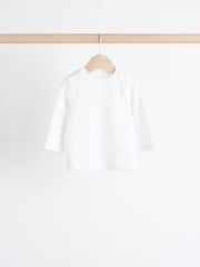 White Baby Long Sleeve 100% Cotton T-Shirts 3 Pack - Image 2 of 8
