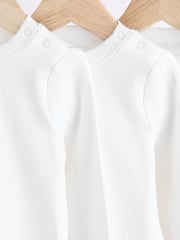 White Baby Long Sleeve 100% Cotton T-Shirts 3 Pack - Image 4 of 8