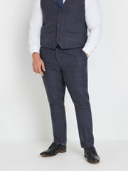 BadRhino Big & Tall Blue Checked Suit Trousers - Image 1 of 4